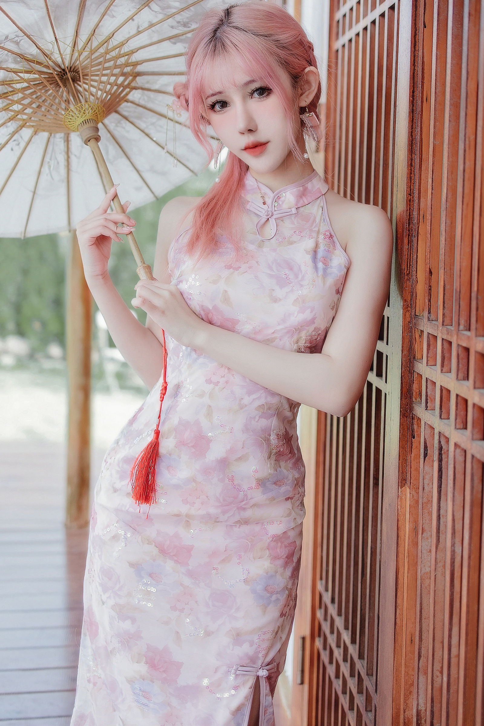 仙女月 粉色旗袍-COS世界