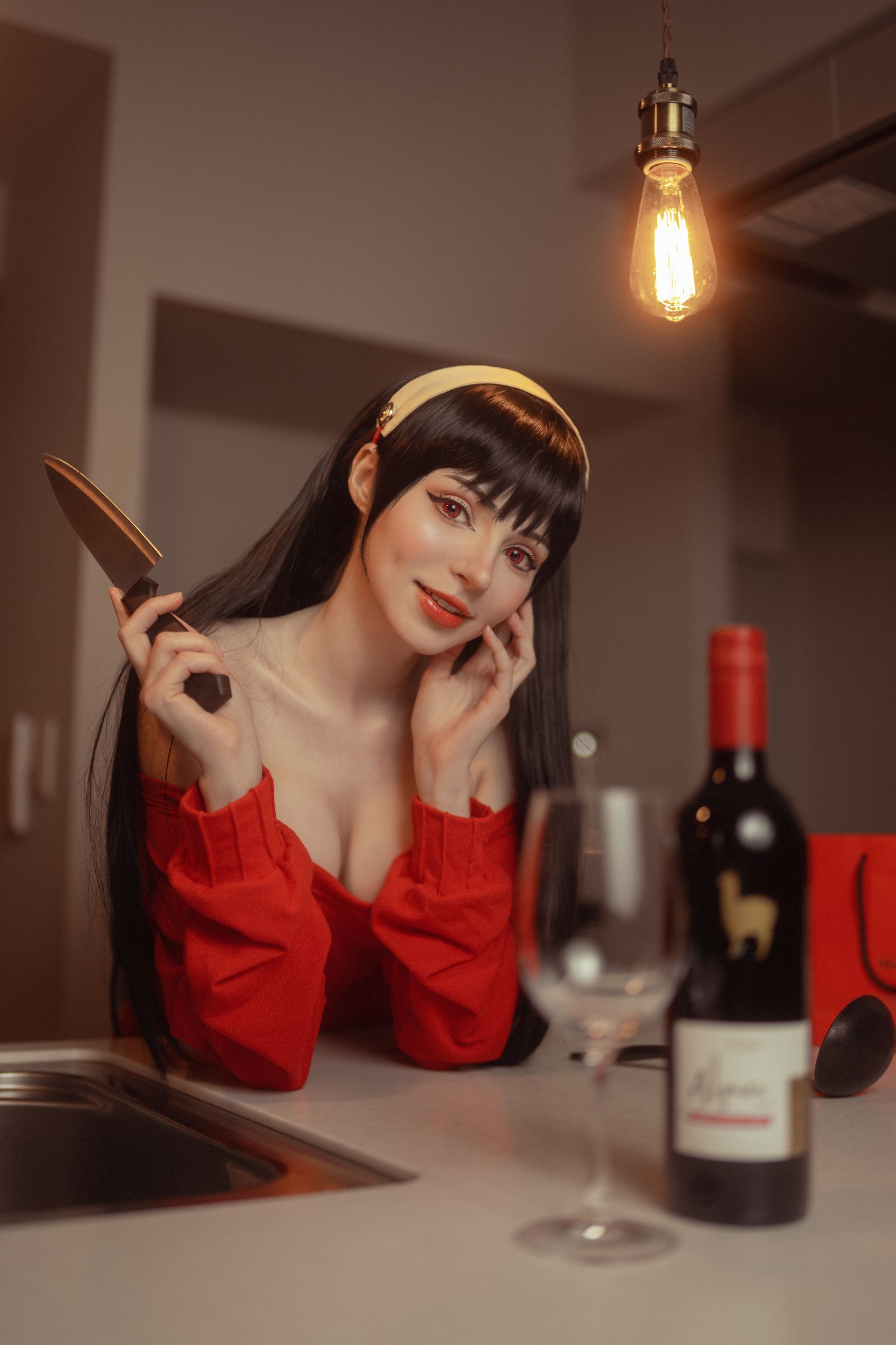 图片[5]-Peach milky Yor Forger Red Sweater-COS世界