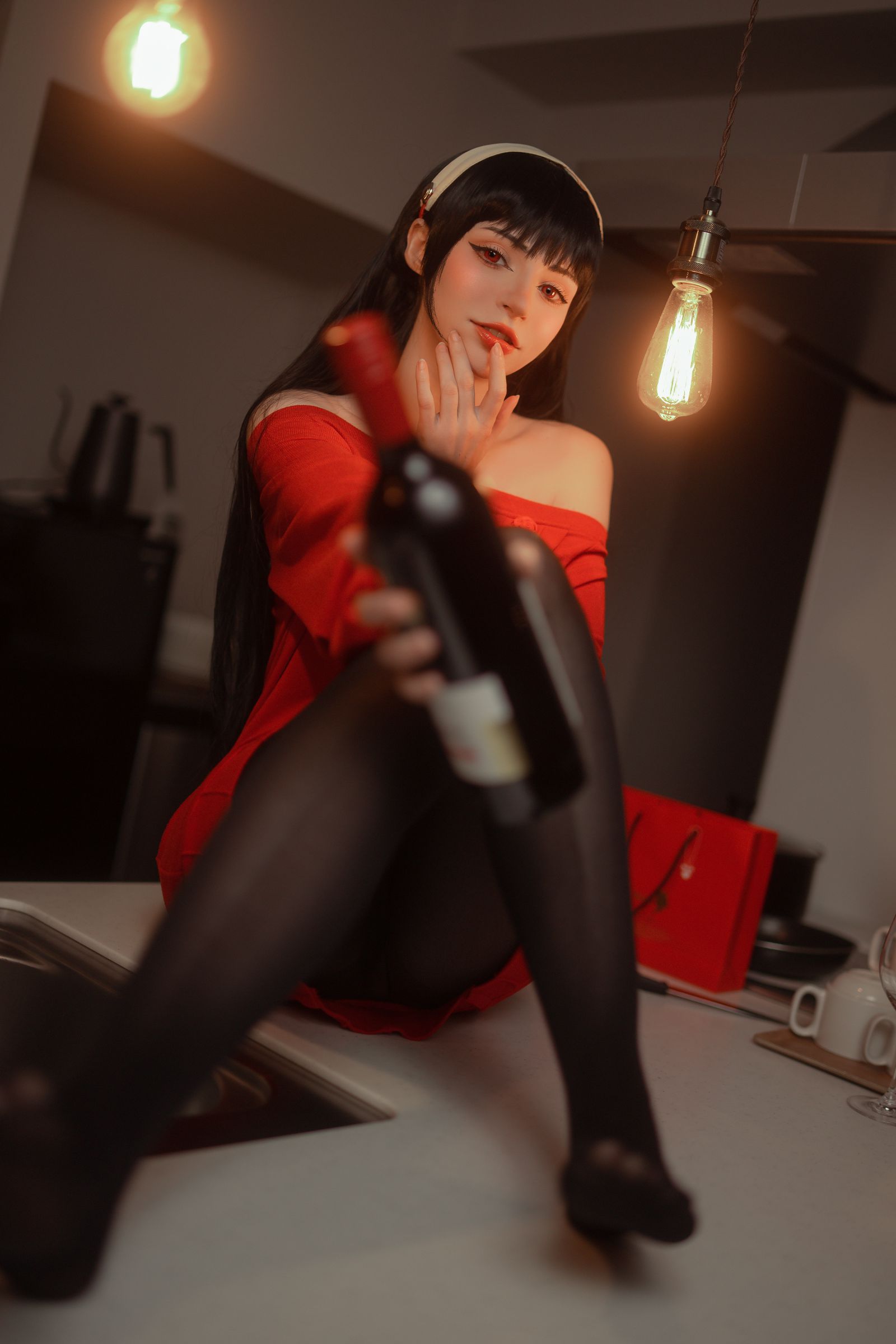 图片[2]-Peach milky Yor Forger Red Sweater-COS世界
